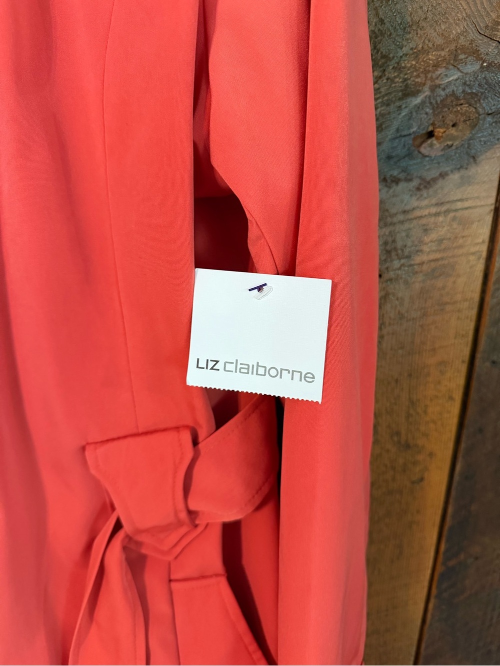 Liz Claiborne XL NWT Belted Trench Coat Hooded Rain Jacket Coastal Preppy - Picture 5 of 15